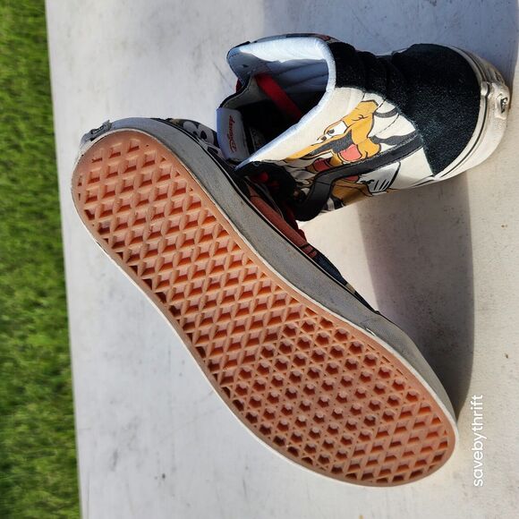 VANS SK8-HI USED‎ SIZE 8 DISNEY MICKEY AND FRIENDS BLACK BEIGE - Picture 6 of 12